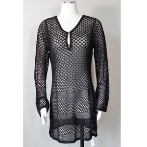 NWT black crochet semi-sheer swimsuit cover-up